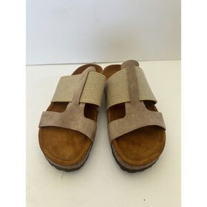 Sundance Lavender Linen Suede Cork Sandals Shoes Slides Slop On Size 39/ 8.5